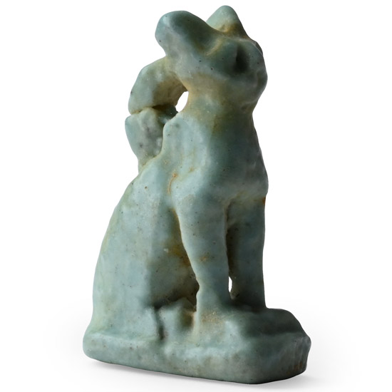 Egyptian Blue Faience Cat Amulet