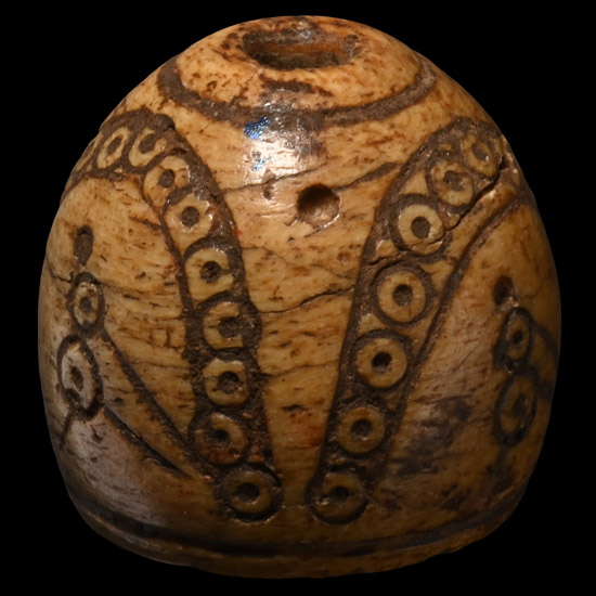 Byzantine Engraved Bone Spindle Whorl with Birds Below Canopy