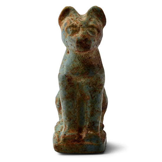 Large Egyptian Faience Cat Amulet
