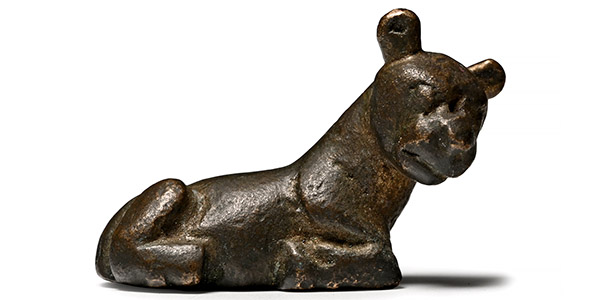 Western Asiatic Bronze Reclining Cat Weight.