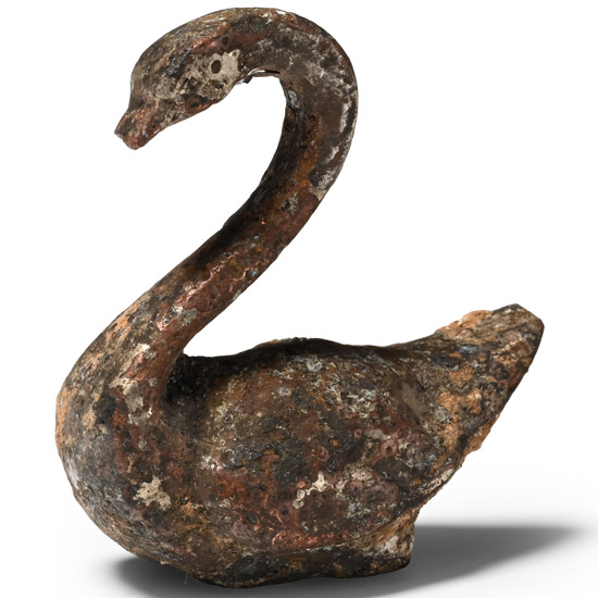 Roman Silvered Bronze Statuette of a Swan