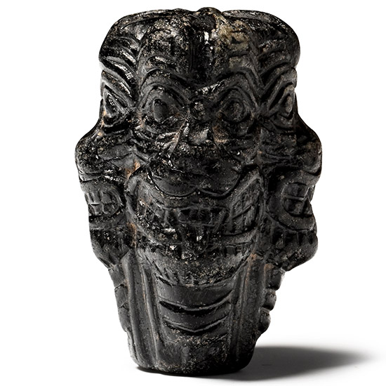 Neo-Assyrian Black Stone Multifacetted Pazuzu Head