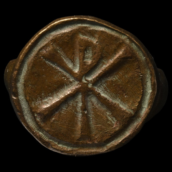 Post Medieval Bronze Christogram Ring