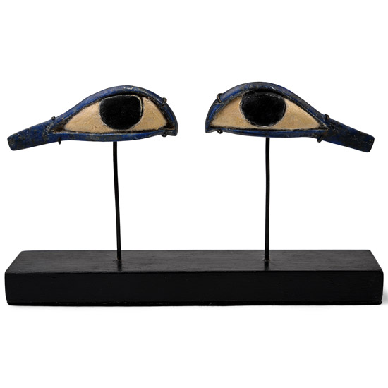 Egyptian Blue Glass Mummy Eye Pair
