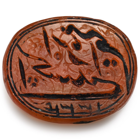 Ottoman Engraved Carnelian Bifacial Calligraphic Gemstone