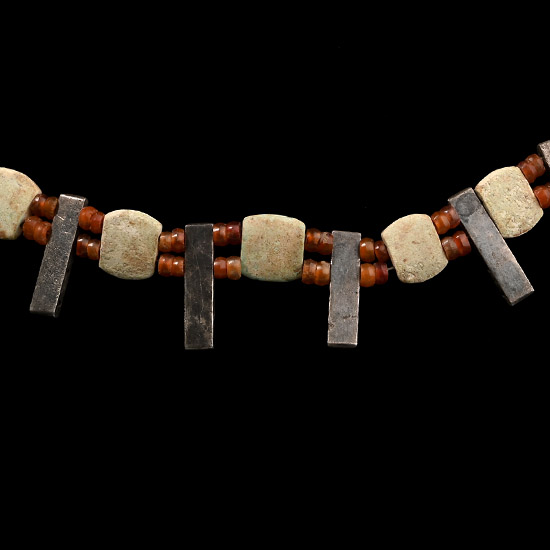Elamite Carnelian Necklace with Silver Pendants