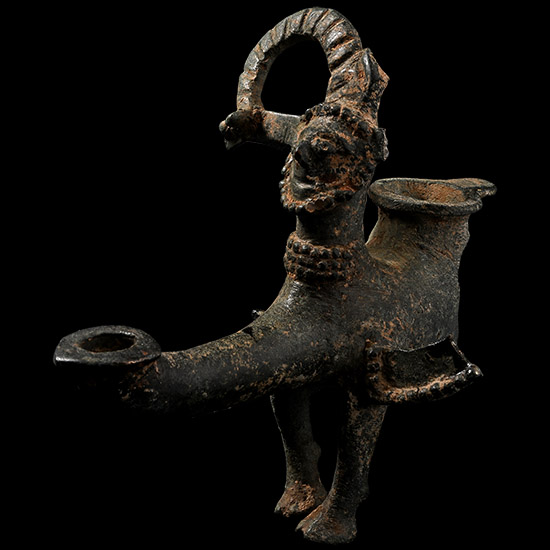 Parthian Bronze Satyr Oil Lamp Section