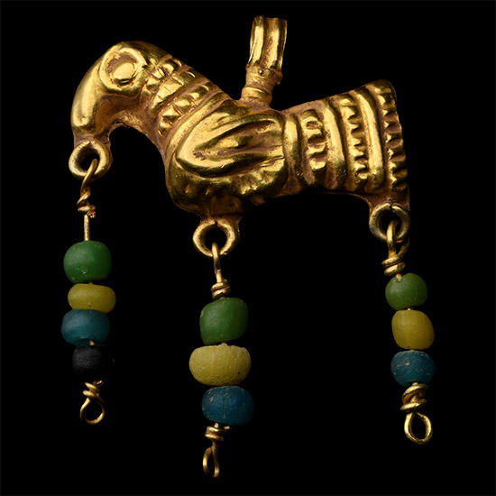 Western Asiatic Gold Bird Pendant with Droplets