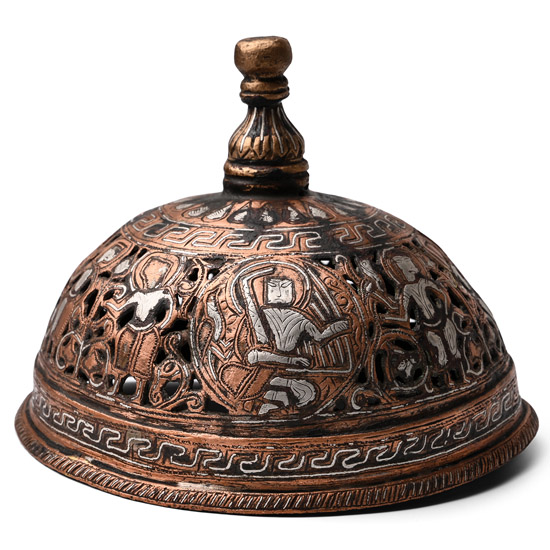 Seljuk Bronze Incense Burner with Silver Inlays