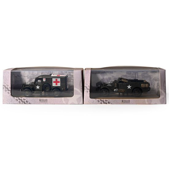 American WWII M3 Scout Car and Dodge WC54 Truck Die Cast Toy Group