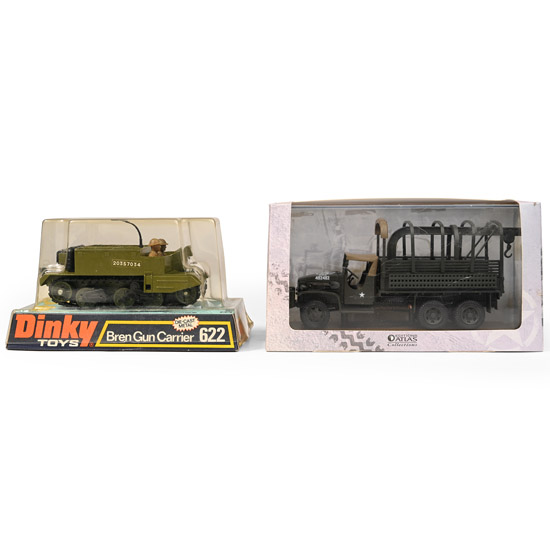 American WWII GMC CCKW 353 Truck and Bren Gun Carrier Die Cast Toy Group