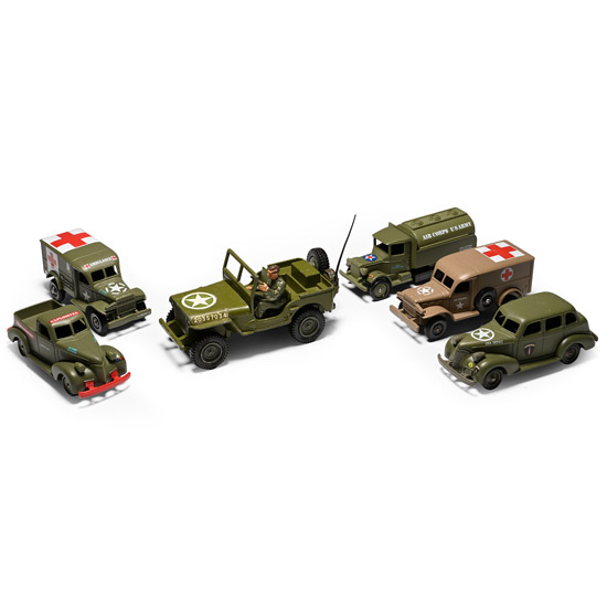 American WWII Die Cast Toy Vehicle Group