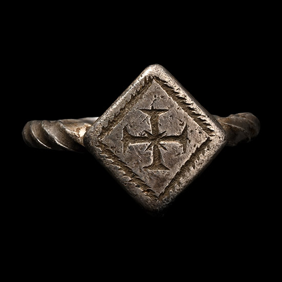 Medieval Silver Ring with Knights Cross