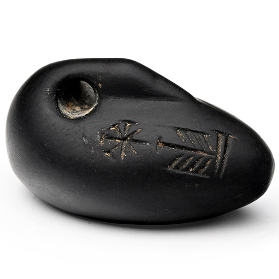 Neo-Babylonian Black Stone Duck Weight with Cuneiform Inscription