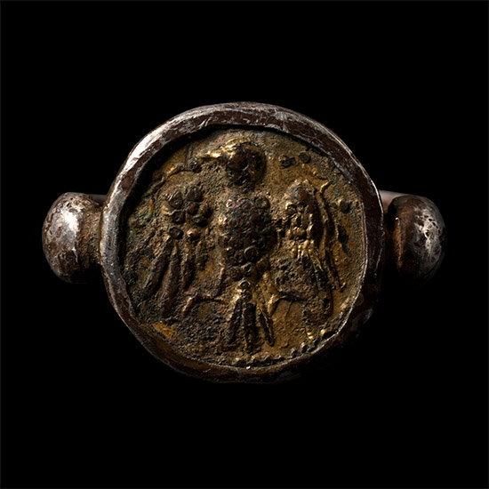 Byzantine Silver Ring with Gilt Eagle