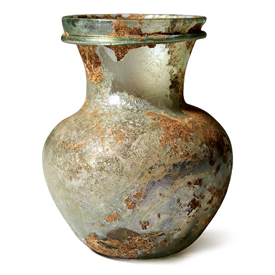Roman Clear Glass Jar with Iridescence