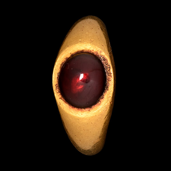 Roman Gold Ring with Red Glass Cabochon