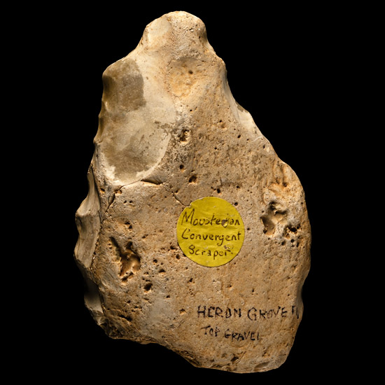 Stone Age Knapped Flint Convergent Scraper