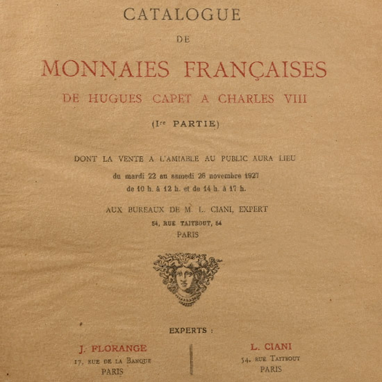 Catalogue De Monnaies Francaises De Hughes Capet A Charles VIII (Ire Partie)
