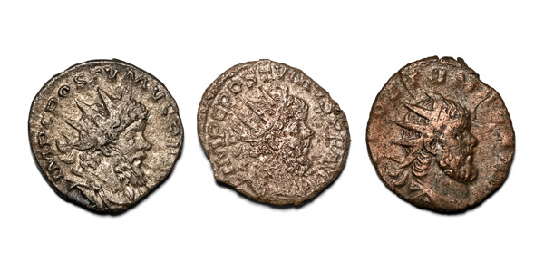 Group of Three [3] Postumus, Romano-Gallic Emperor AR Antoninianus Coins.