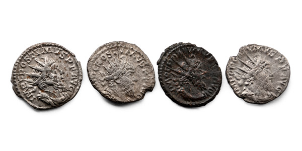 Group of Four [4] Postumus, Romano-Gallic Emperor AR Antoninianus Coins.