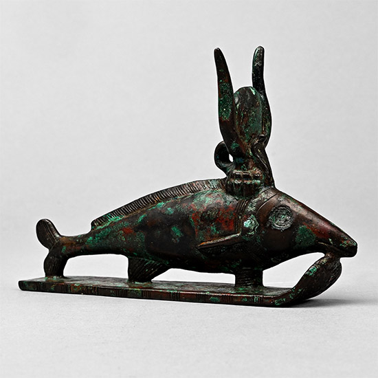 Very Large Egyptian Bronze Oxyrhynchus Fish of Per-Medjed with Hieroglyphic Inscription