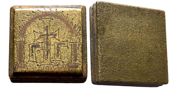 Byzantine Square AE Commercial Weight of 3 Unciae.