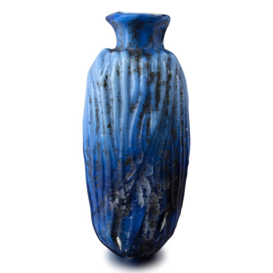 Large Roman Deep Blue Glass Date Flask