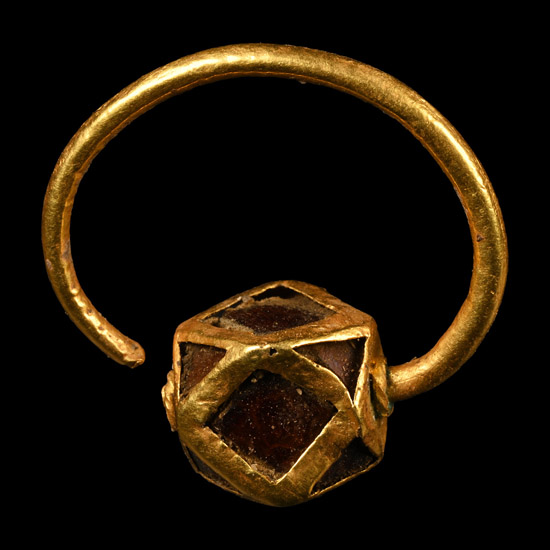 Merovingian Gold Hoop Earring with Garnets