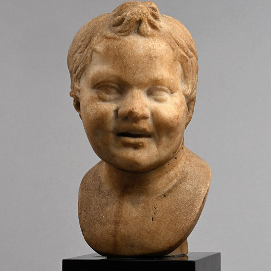 Roman Marble Head of Cupid on Georgian Pedestal