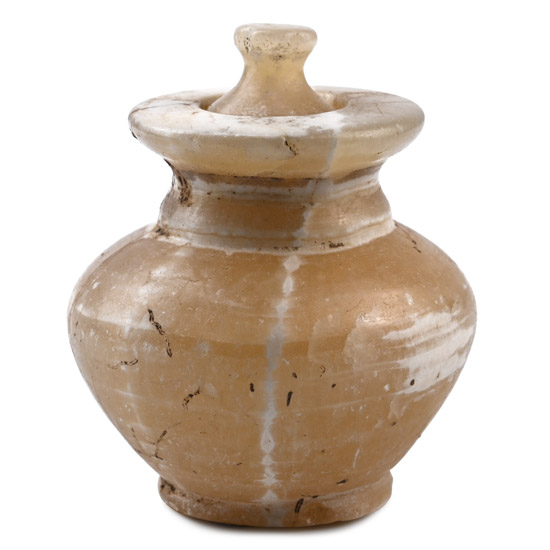 Greek Alabaster Cosmetic Pyxis with Lid