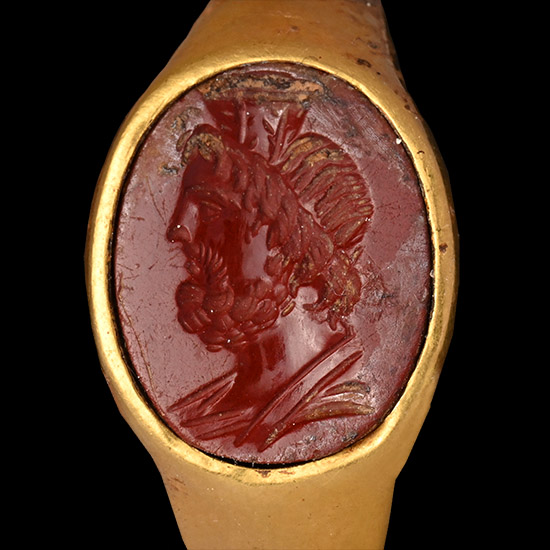 Roman Gold Ring with Bust of the God Serapis