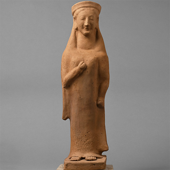 Large Greek Terracotta Figure of a Kore