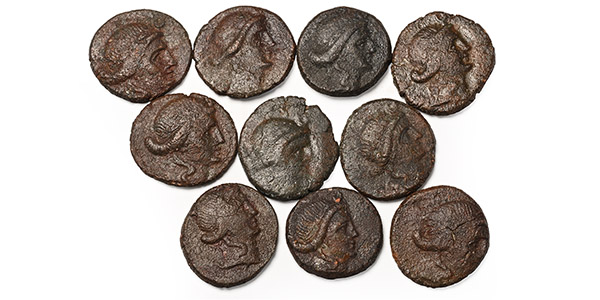 Group of Ten [10] Greek Caria Stratonikeia AE Units.