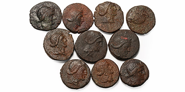 8 Group of Ten [10] Greek Caria Stratonikeia AE Units.