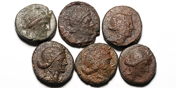Group of Six [6] Greek Caria Stratonikeia AE Units.