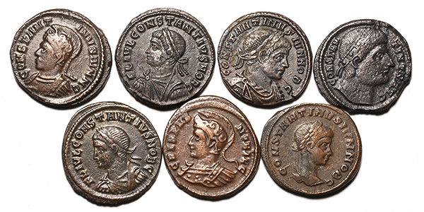 Group of Seven [7] AE Roman Constantinian AE Coins.
