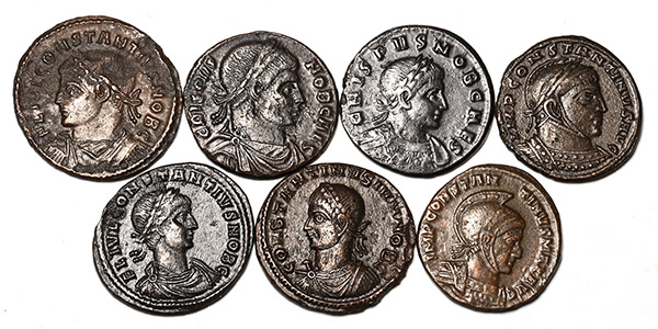 Group of Seven [7] AE Roman Constantinian AE Coins.