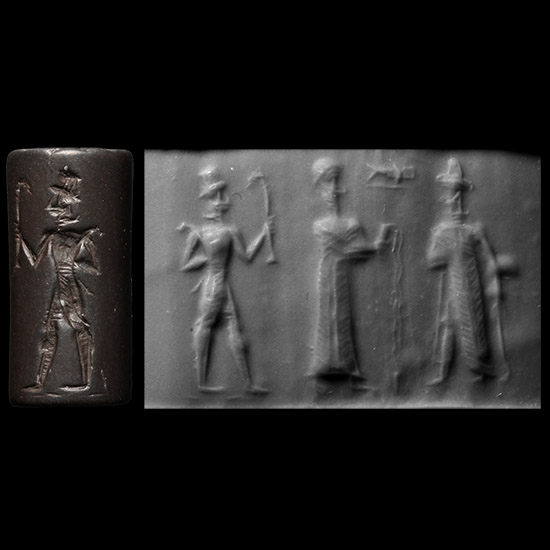 Old Babylonian Hematite Cylinder Seal with the Moon God Sin