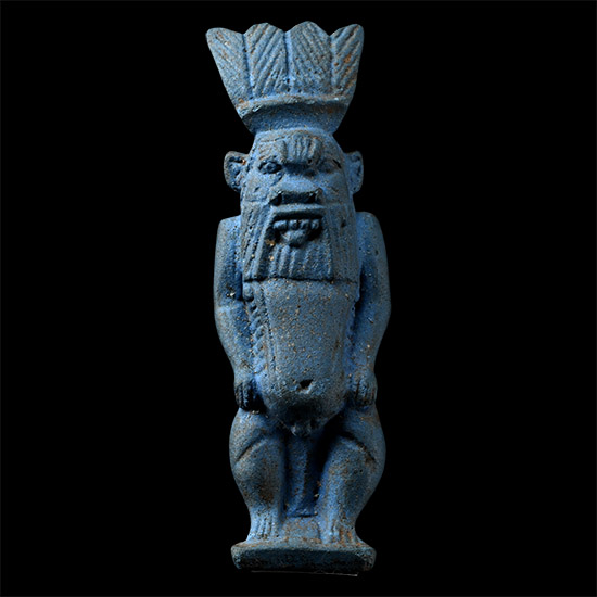 Egyptian Blue Glazed Amulet of Bes