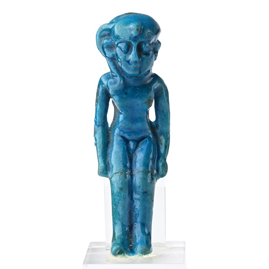 Egyptian Turquoise-Glazed Seated Harpocrates