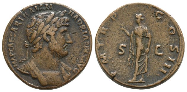 Reproduction of an AE Sestertius of Hadrian.