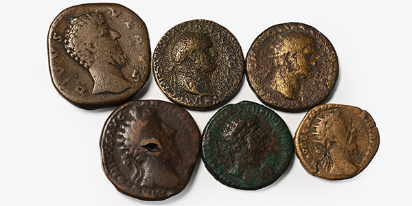 Group of Six [6] Large AE Roman Coins.