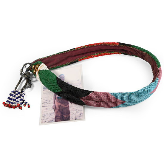 Zulu Womans Beaded Ixama Belt and Photograph of Ms Kokuthula Ncele a descendant of the Owner