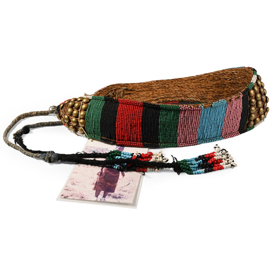 Zulu Womans Beaded Umutsha Belt and Photograph of Ms Kokuthula Ncele a Descendant of the Owner