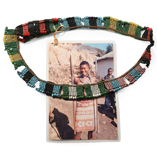 Zulu Womans Ujiza Collar Necklace and Photograph of a Descendant of the Owner