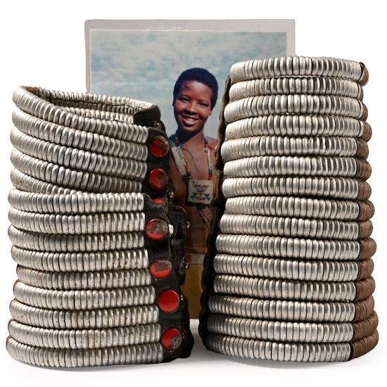 Zulu Virgins Ubusenga Arm Bands and Photograph of Ms Thandi Khumalo a Descendant of the Owner