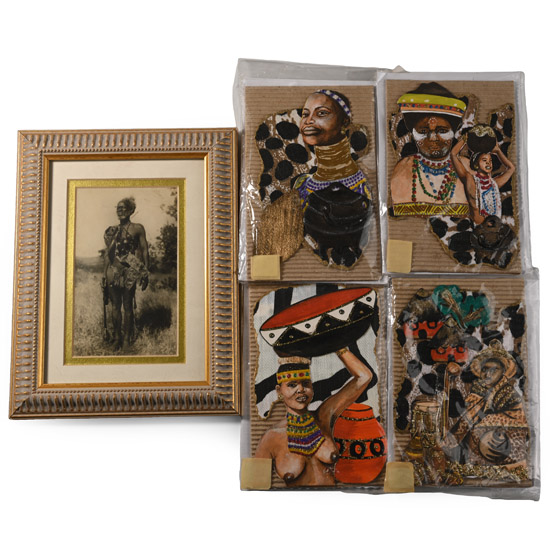 Framed Postcard of a Zulu and Zulu-Made Cards