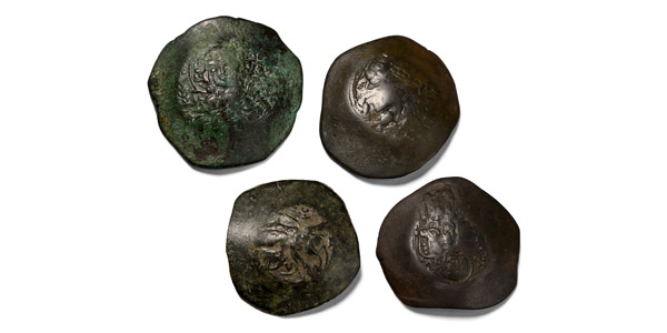 Group of Four [4] BI Byzantine Trachy Coins.