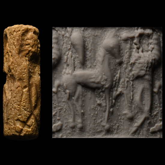 Western Asiatic Cream Stone Cylinder Seal with Horse